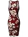 Casual Floral Fitted Sleeveless Racerback Bodycon Mini Dress Wine Size L