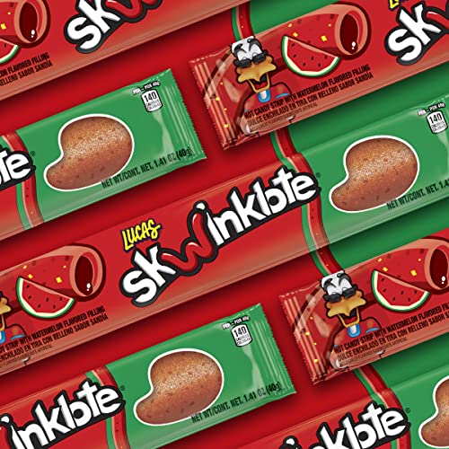 LUCAS SKWINKLOTE WATERMELON FLAVOR SWEET AND SOUR CANDY STRIP, 1.41OZ – 6 PIECES PACK FOR TREATS, SNACK, PARTIES, PIÑATAS
