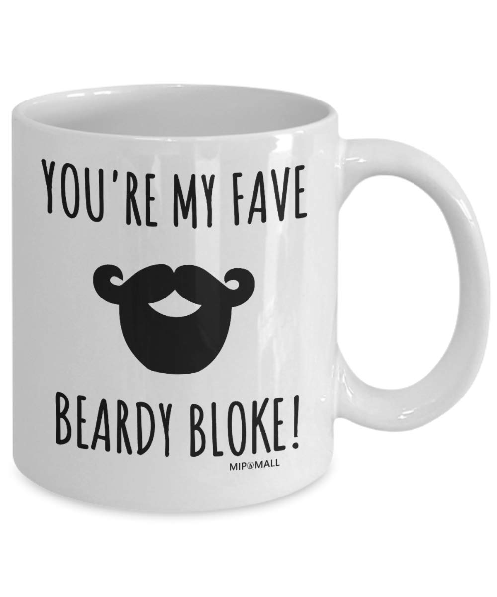 MIPOMALL Father's Day Gifts, Beard Mugs for Men, Valentines Gifts for Him, Christmas Presents, Birthday, You're My Fave Beardy Bloke MG0043
