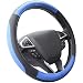 SEG Direct Black and Blue Microfiber Leather Auto Car Steering Wheel Cover Universal 15 inch