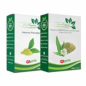 SistaOrganic Natural Henna Mehandi Powder and Bhringraj Powder For Hair Care (Combo kit) - 200gm