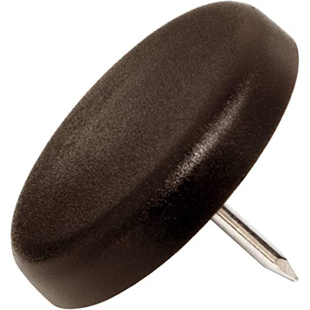 Adsamm® / 4 x Glides in plastic with nail | Ø 1,18'' (Ø 30 mm) | brown | round | Premium quality furniture sliders with nail by Adsamm®