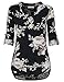 Youtalia Womens Dressy Casual Blouses Loose V Neck 3/4 Sleeve Tops Tunics,Multicolor Black,m