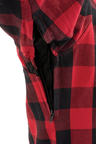 Milwaukee Performance Men's Checkered Flannel Biker Shirt With Aramid (Black/Red, L)