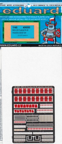 EDU49680 1:48 Eduard Color PE - MiG-25 Foxbat R-40 Missile Detail Set (for use with the Kitty Hawk kit) MODEL KIT ACCESSORY