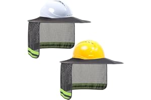 TCCFCCT Hard Hat Sun Shade, Full Brim Mesh Neck Shield With Reflective Strip, High Visibility Visor Neck Shade Accessory, (Ha