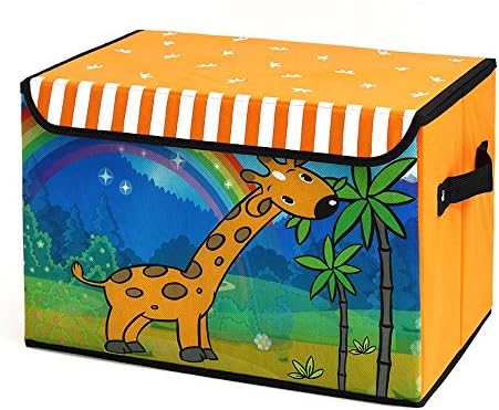 Dazhengyang Fabric Storage Boxes with Lids and Handles 15"x10"x10" Cartoon Foldable Storage Cubes (Orange)