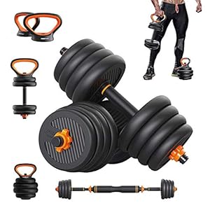 LI-SCARF 6 in 1 Adjustable Dumbbells Set Free Weights Dumbbells Exercise Barbell Weight Sets with Kettlebell Handle for Men Women Whole Body Workout Home Gym 2 Pair/Set