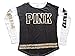 Victoria's Secret PINK Bling Varsity Crew Tee Shirt Sequin Logo Black White