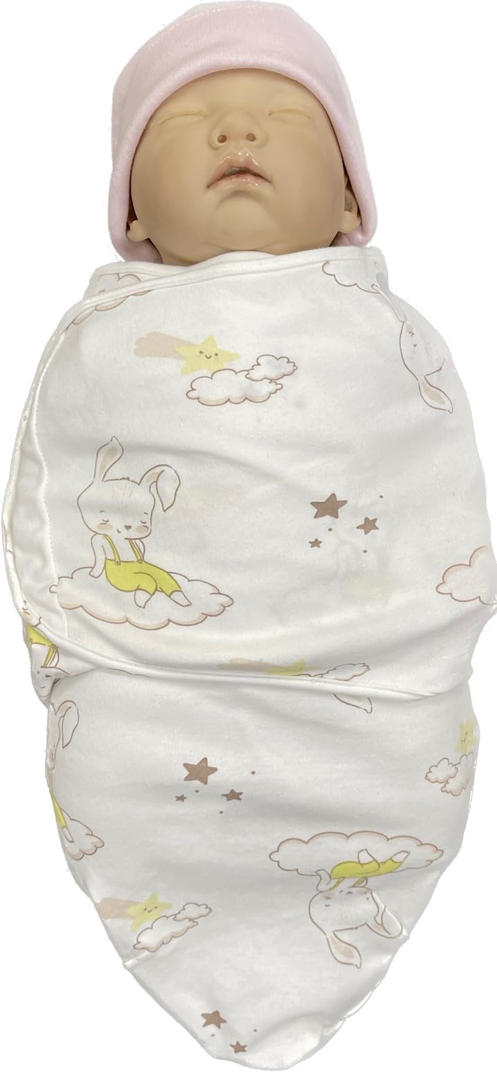 Callowesse Swaddle for Baby, Adjustable Blanket Wrap for Newborn Infant 0-3 Months Soft 100% Cotton for Boys and Girls Bunny Dreams