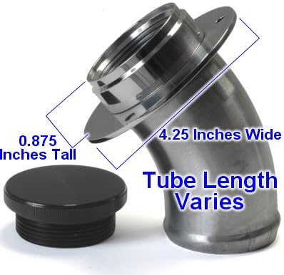 Custom Fuel Tanks 2.50 Remote Filler - Angled Neck Aluminum Remote Fuel Filler With Billet Aluminum Cap For 2.5 Inch Hose