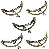 Housweety 5PCs Metal Purse Bag Frame Kiss Clasp Lock Bronze Tone 13cm x7cm