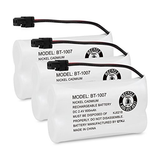 QTKJ BT-1007 BBTY0651101 Cordless Phone Battery for Uniden BT1007 BT904 BT-904 BT1015 BBTY0460001 BBTY0510001 BBTY0624001 BBTY0700001 DCX150 DECT1500 D1484 Panasonic HHR-P506 HHR-P506A (3-Pack)