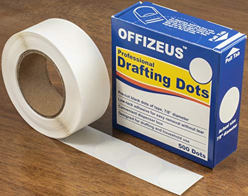 Professional Drafting Dots 500 pcs - Low Tack Pre-Cut Tape - Easy to Use, for Drawing, Blueprint, Artist, Architect