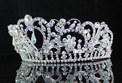 Gorgeous Ab Austrian Rhinestone Crystal Tiara Crown Bridal Prom Pageant H1339ab