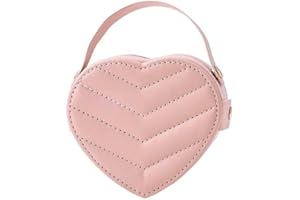 HUTUYIYI Heart-Shaped Mini Jewelry Box, Portable PU Leather Travel Case for Rings, Earrings & Necklaces, Gift for Women & Gir