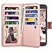 Tekcoo Compatible for Samsung Galaxy J3 / J3 V/Galaxy Sky/Galaxy Sol/Amp Prime/Express Prime Wallet Case, ID Credit Card Slots Holder PU Leather Flip Cover [Detachable Magnetic Case] Rose Gold