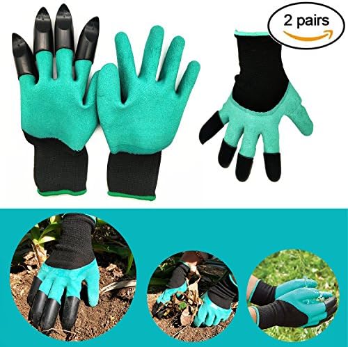 Garden Genie Gloves with Claws Waterproof Genie Gloves for Digging and Planting (Both Hand Claw 2 pairs)