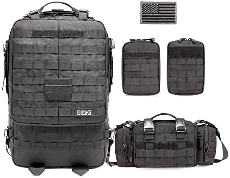 CRAZY ANTS Tactical Military Backpack Rucksacks Camping Backpack w/EMT First Aid IFAK Utility Pouch,Upgraded Version
