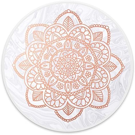 Premium Multi-Function Mounts and Stands,Expanding Stand Grip Pop Mount Socket for Smartphones, iPhone and Tablets - Rose Gold Mandala on White Marble White