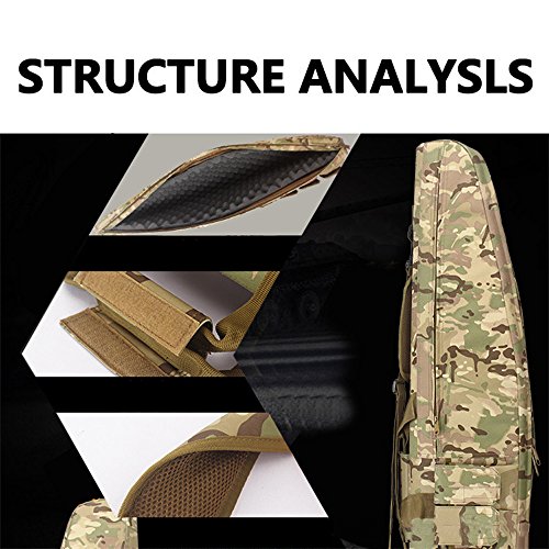 Luvodi Tactical Rifles Case Bags 48 inch Carbine Pistol Carrying Case Foam Padded Gun Storage Bag with Shoulder Strap 4 Accessory Pouch-Camouflage