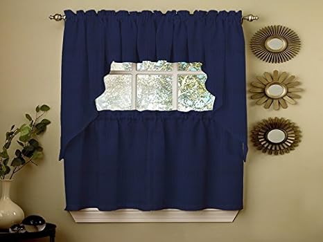Buy Sweet Home Collection Opaque Rib Cord Kitchen Curtains Swag