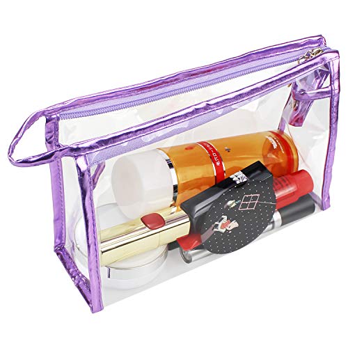 Meetory 5 Pcs Clear Waterproof Cosmetic Bag with Zipper, PVC Transparent Plastic Makeup Organizing Bags Travel Toiletry Pouch for Bathroom, Vacation and Organizing 5 Meetory 5 Pcs Clear Waterproof Cosmetic Bag with Zipper, PVC Transparent Plastic Makeup Organizing Bags Travel Toiletry Pouch for Bathroom, Vacation and Organizing