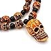 HZMAN Men's Punk Style Brown Skull Design Chain Gothic Pendant Necklace (Brown)