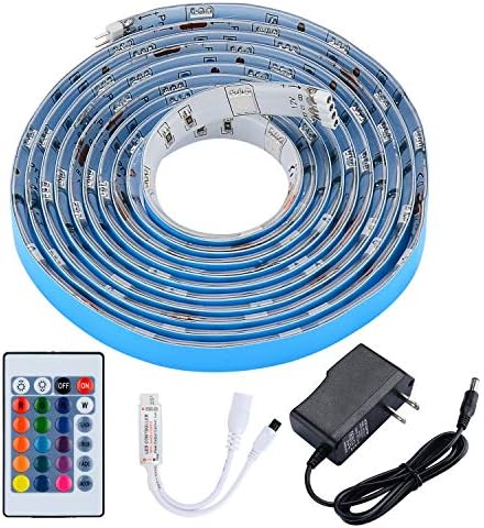 PryEU LED Strip Lights RGB Color Changing Remote Control 2M Waterproof 5050 SMD with 12V Power Supply for Kitchen Cabinets Lounge TV Bed Room Ambient Lighting