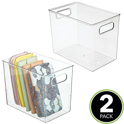 mDesign Plastic Closet Storage Bin Container with Builtin Handles