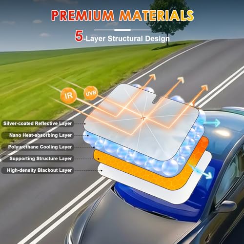 [Upgrade] BSTW Folding Sun Shade for Jeep Avenger SUV Hybrid EV 2023 2024 2025 2026 Windscreen Cover with UV Protection and Thermal Sun Visor Avenger Accessories