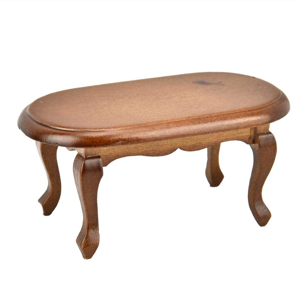 Mini Tea Table Wooden Dollhouse Living Room Model, Eco-friendly Wood Miniature Furniture, Suitable for Photography Props, and Interior Decor