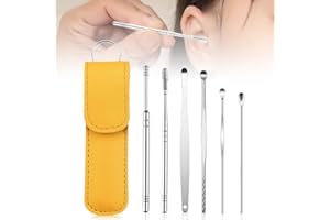 Runsgo Ear Cleaner,The Most Professional Ear Cleaning Master in 2024,Ear Cleaning Kit,Ear Cleaner Earwax Removal Tools with Pu Leather Case (Yellow)