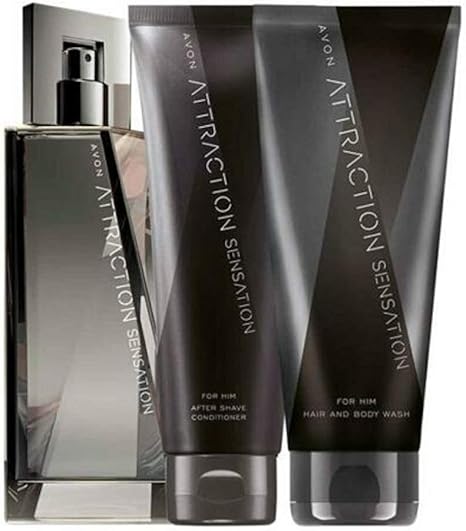 Avon Attraction Sensation For Him Edt Spray Hair Body Wash Aftershave Conditioner Set Amazon Co Uk Beauty