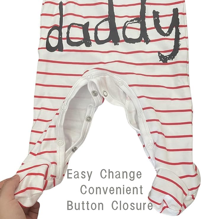 aomomo 2-Pack Baby Clothes Newborn Bodysuits I Love Daddy &Mummy Romper, Cotton Footed Pajamas for Baby Boys and Girls