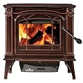 Napoleon 1400C EPA 2.25 Cubic Foot Cast Iron Wood Burning Leg Mount Stove, Porcelain Majolica Brown
