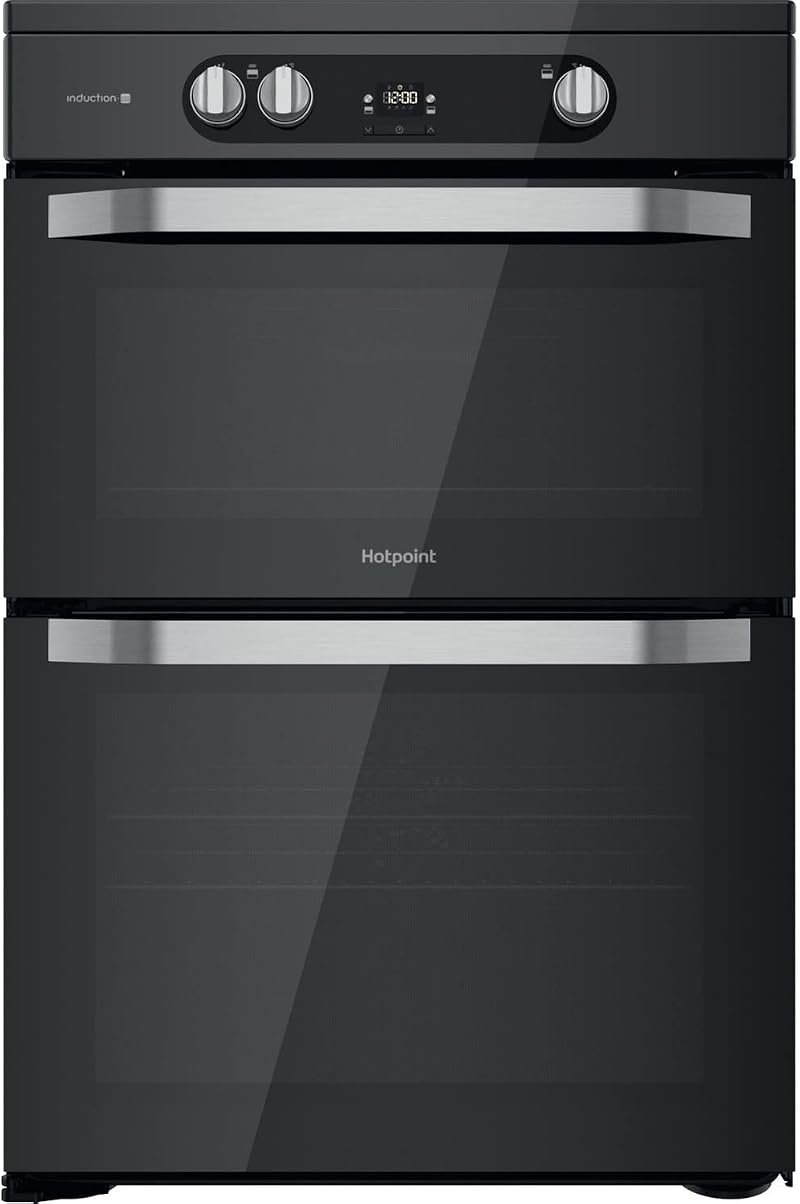 Hotpoint 60cm Double Oven Induction Electric Cooker Black