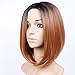 JINKAILI HAIR Synthetic Short Bob Wigs Free Middle Part Full Wig for Women Dark Roots Blonde Color Wigs