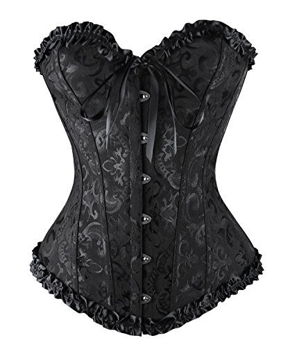 Charmian Women's Burlesque Brocade Wedding Bridal Dance Bustier Corset Lingerie