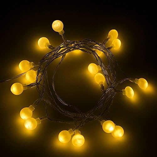 EaseeTop LED Globe 2m String Lights Battery Operated Rope Light Fairy Christmas Decorative Lights 20 Frosted Balls Warm White Lighting for Indoor or Outdoor Home Decoration