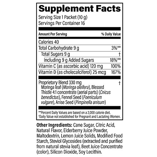 UPSPRING MILKFLOW IMMUNE SUPPORT BREASTFEEDING SUPPLEMENT DRINK MIX FENUGREEK-FREE, MORINGA ELDERBERRY LEMONADE FLAVOR, LACTATION SUPPLEMENT TO SUPPORT BREAST MILK SUPPLY, 16 MIXES