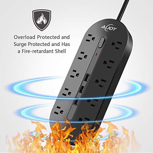 AiJoy Surge Protector Power Strip 10FT Extension Cord 10 Outlet 3 USB Fast Charging Ports 0utlet Strip 3000W