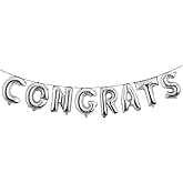 16 inch multicolor Congrats Letters Banner Gold Graduation Party Decorations Supplies (CONGRATS SILVER)