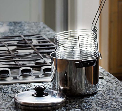 Click Here to See More Images Stainless Steel Deep Fryer Set - 6 Qt Stove Top Home Deep Fryer With Basket and Lid