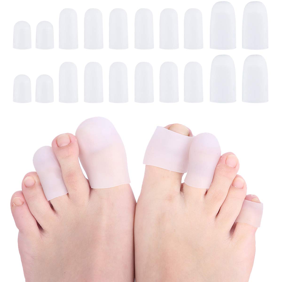 Gel Toe Protector Cap,Toe Protectors,20 Pieces Gel Toe Cap Silicone Toe Protector Toe Guards to Cushion, for Corns Remover, Protecting from Blister Grinding Feet