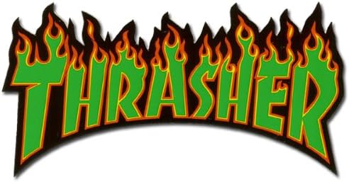 Thrasher Flames Sticker Green M ステッカー