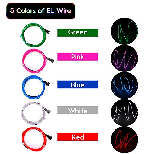 EL Wire, ESCOLITE EL Wire Kit Neon Lights Battery Pack Christmas Tree,Easter Halloween DIY Decoration,Home Deco 5 1-Meter, 1m / 3ft (2 Pack White) - Thumbnail 2