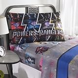 POWER RANGERS-SABAN Unique, Soft and Cool Power Rangers 'Band Together' Bedding Sheet Set, Black/Grey/Multicolor, Twin