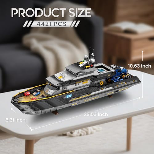 Reobrix 66103 Adult Luxury Yacht Building Kit Cruise Ship Model Kit Toy Yacht Decorations Collectable Exhibition Gift for Adults Boys Girls