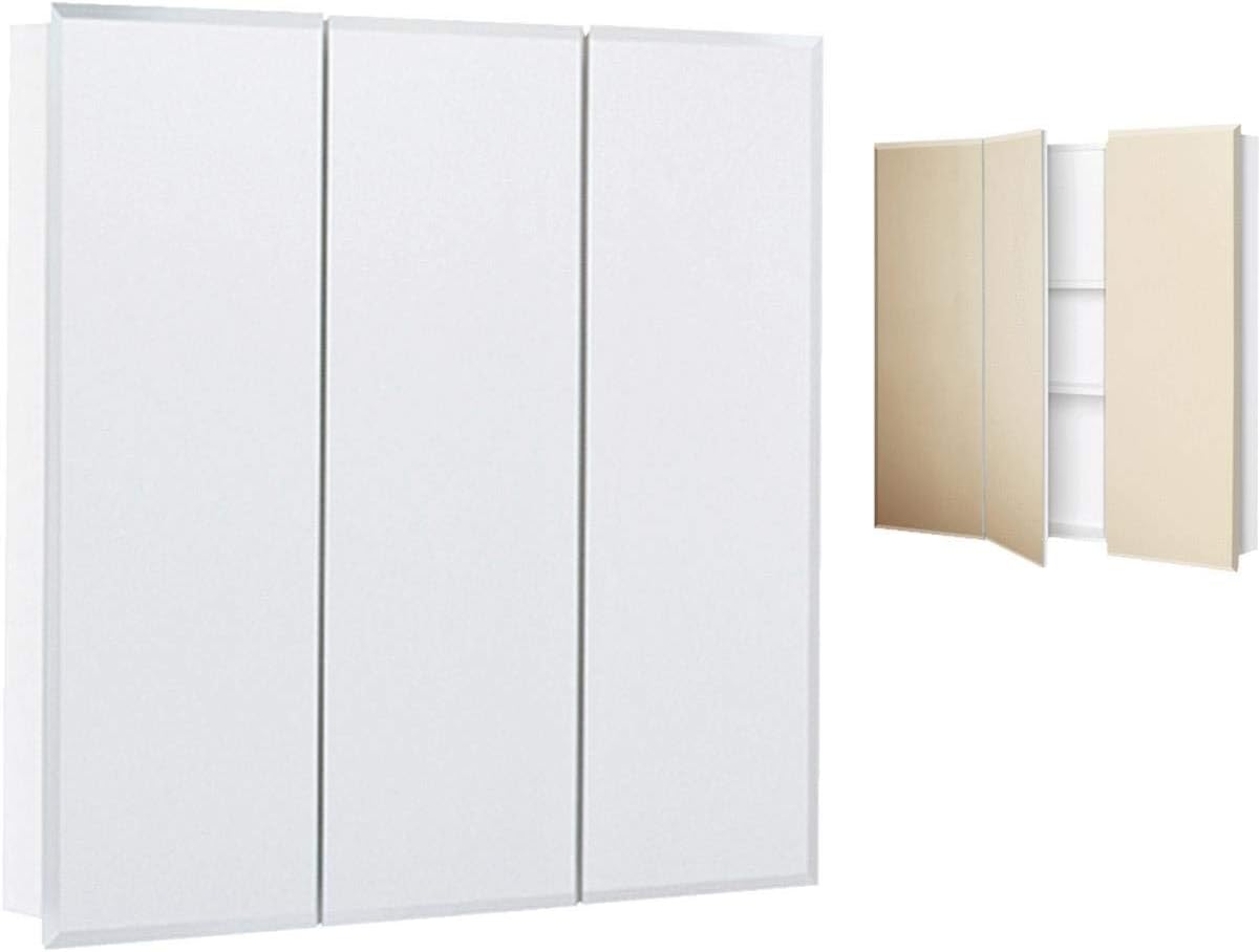 36 X 30 White Medicine Cabinet With 3 Beveled Edge Mirror Doors Amazon Ca Home Kitchen